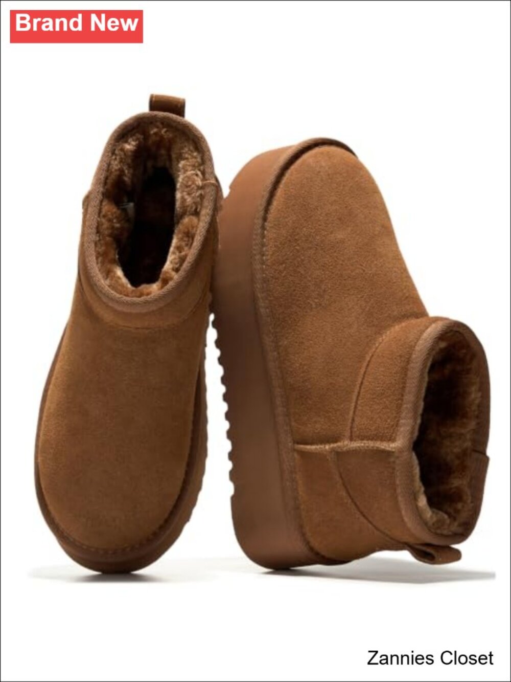 ✨ Genuine Suede Ankle Boots Waterproof Platform Faux Fur Lined Winter Snow